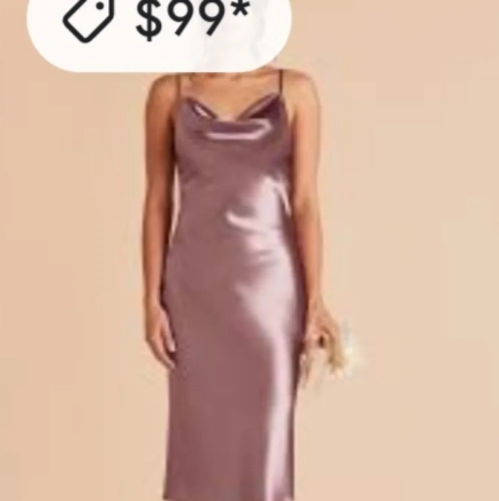 Mauve Satin Cowl Neck Slip Dress. - Picture 1 of 1
